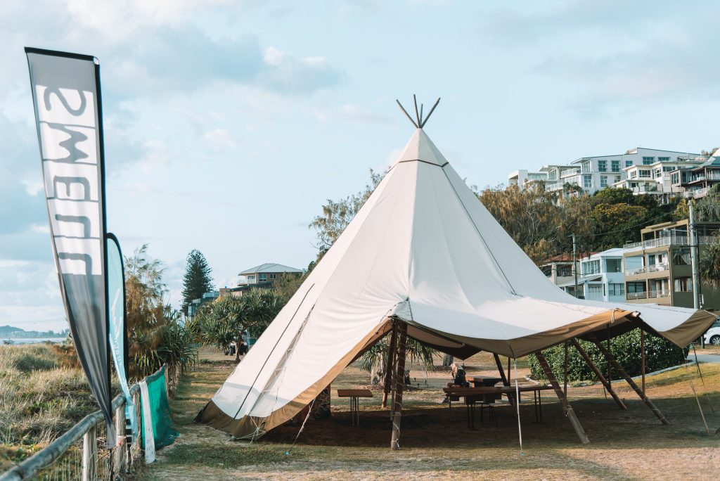 white canvas kata tipi currumbin beach