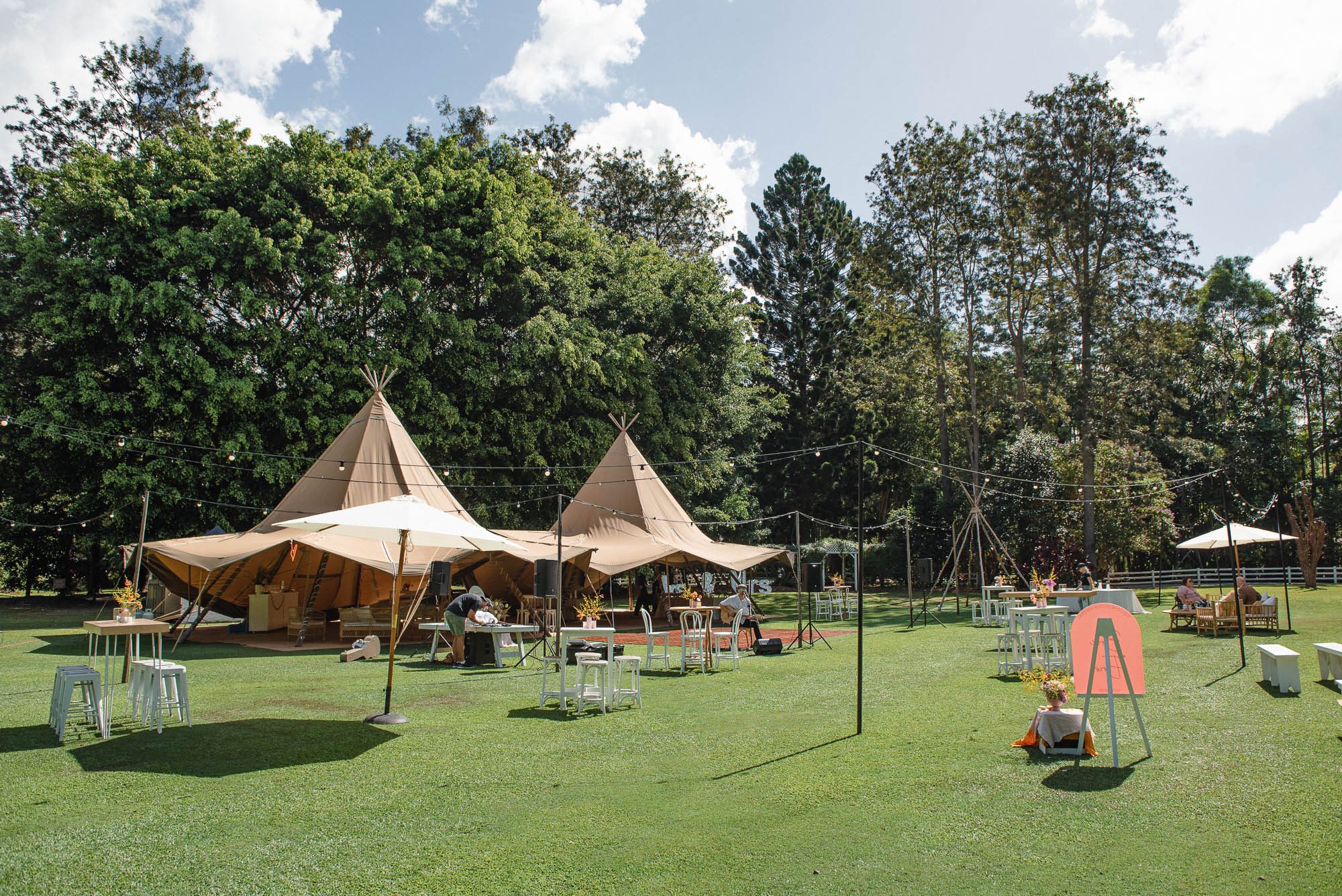 garden wedding with tipis