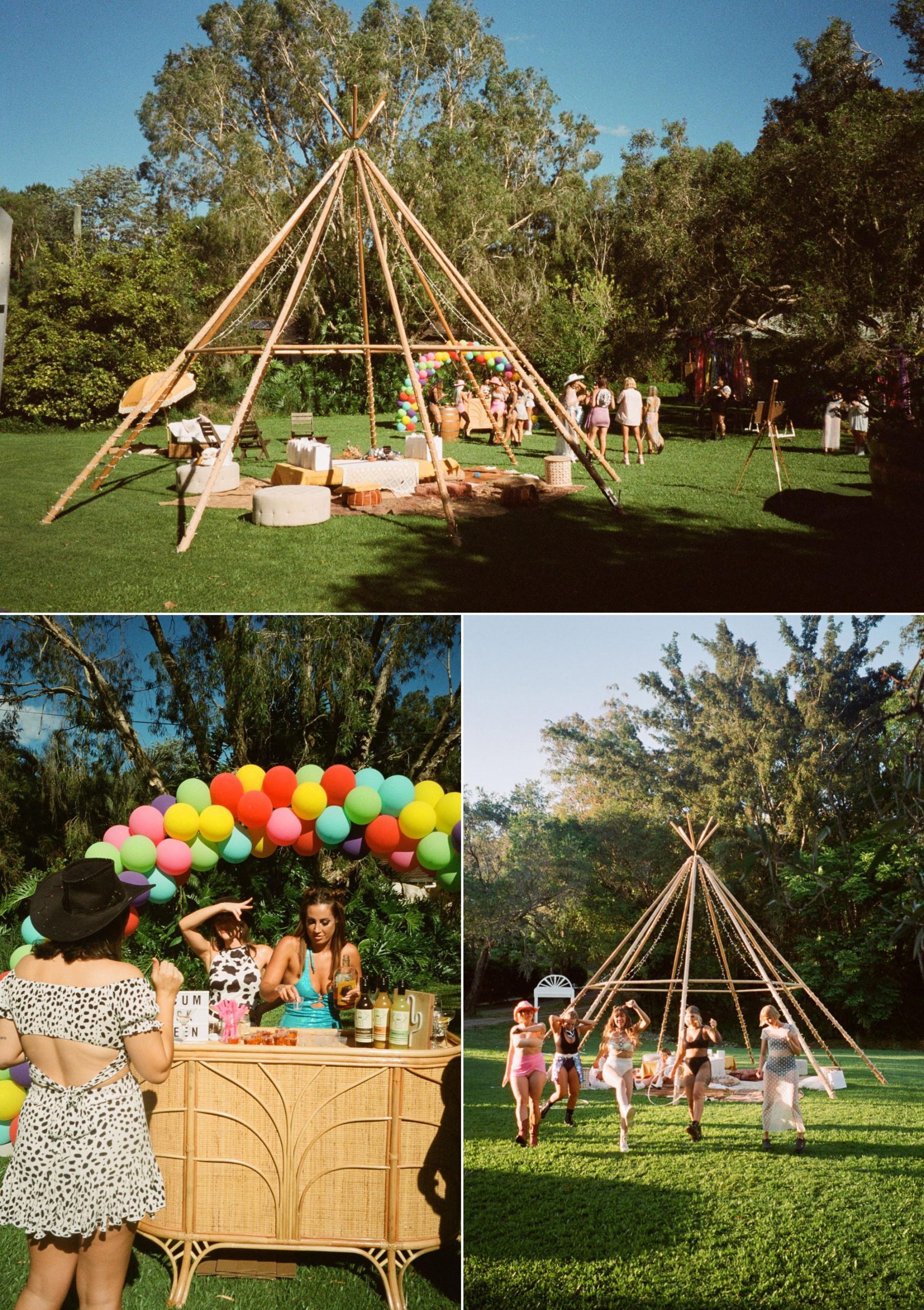 Coachella themed Henfest Party Gold Coast Tipis
