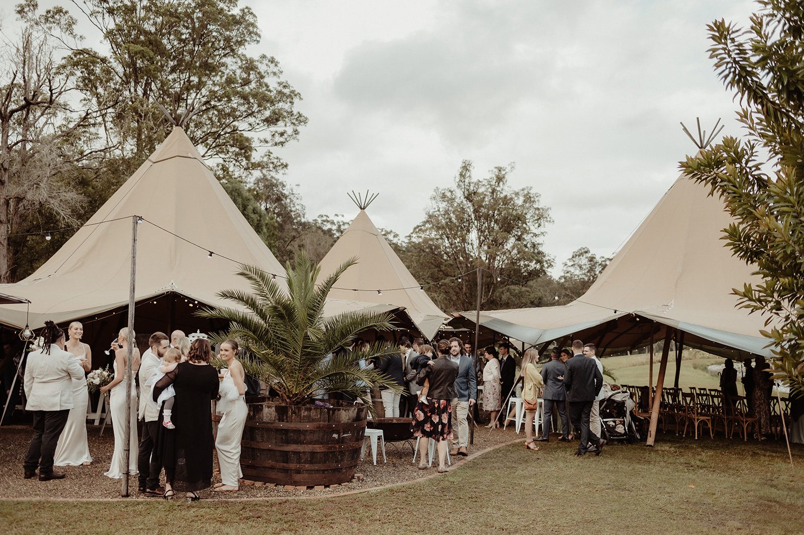 Gorgeous tipi farm wedding, triple teepee