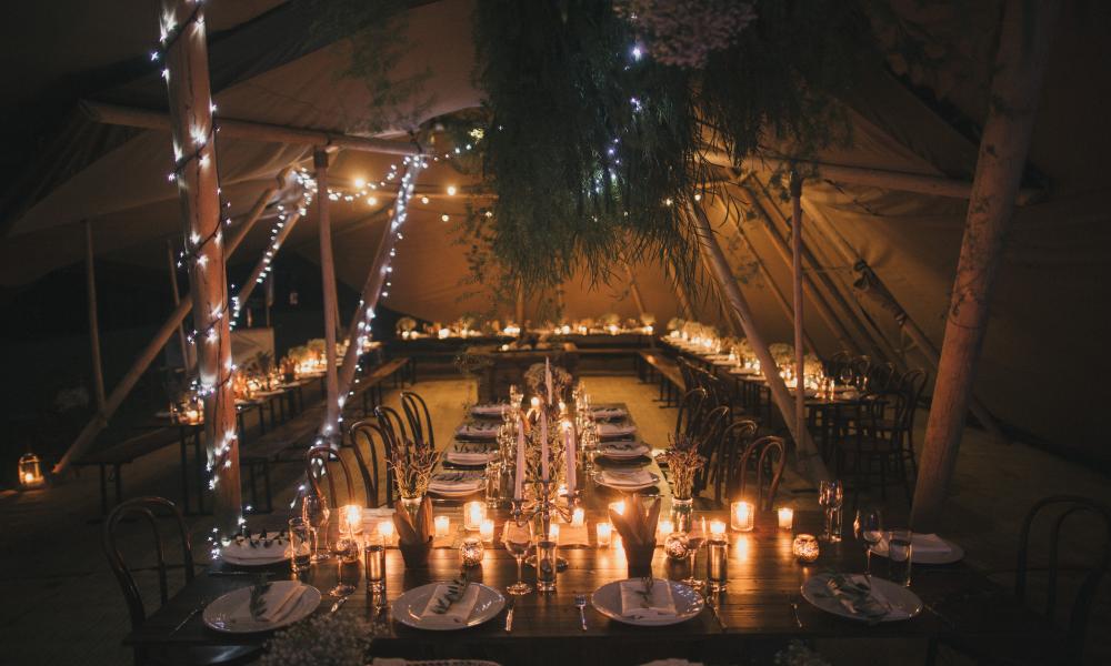winter wedding, gold coast, tipi, marquee hire