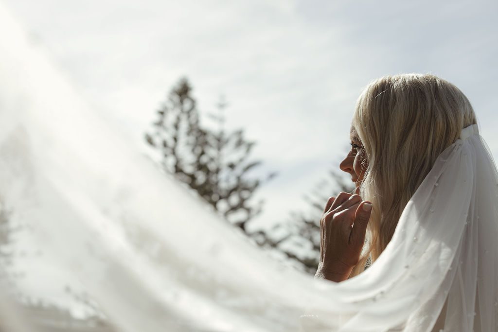 Bride, veil, kirra wedding