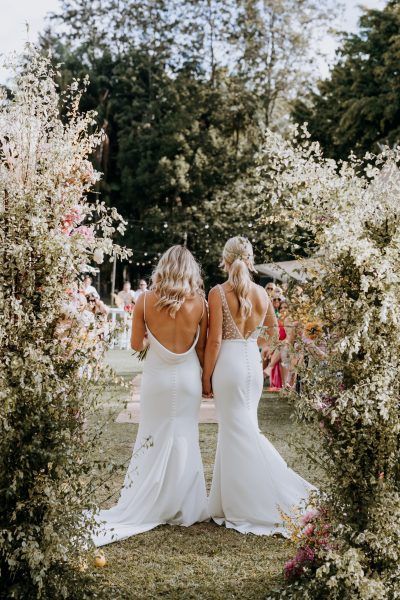 The Acre Boomerang Farm Tipi Wedding Same Sex Bridal Gowns