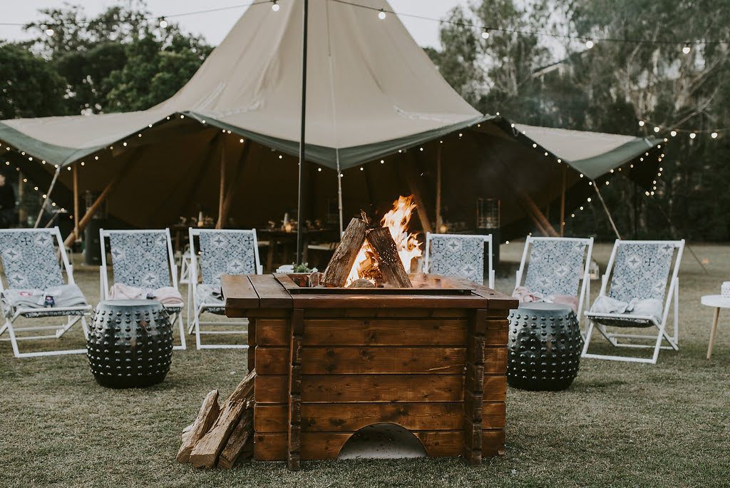 tipi event with open fireplace